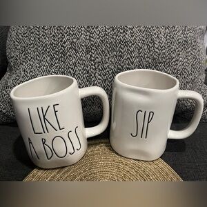 Rae Dunn Cream Mugs - Like a Boss & Sip